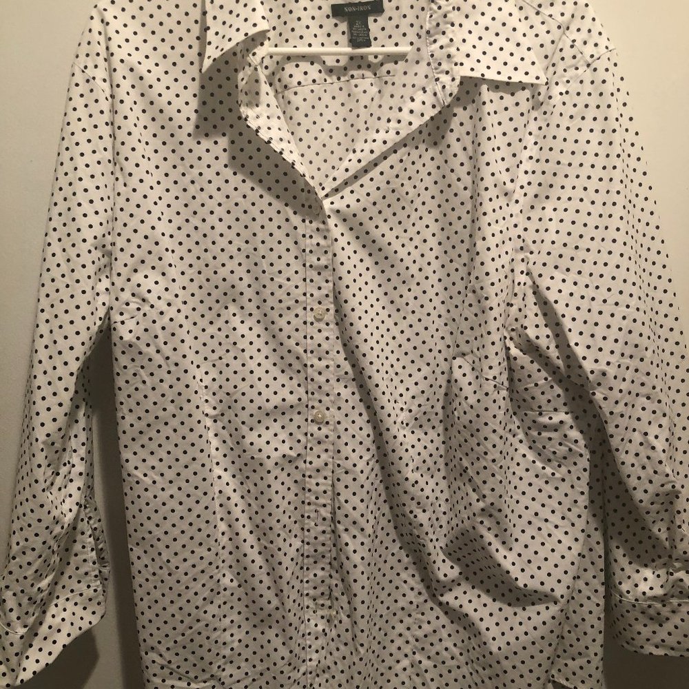 White/Back Polka Dot 100% cotton shirt
